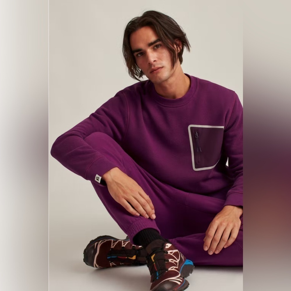 Bonobos Fielder men’s Crew neck sweatshirt, pullover, magenta purple, size S